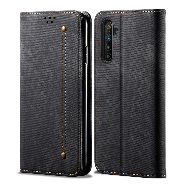 

For OPPO Realme X50 Pro Denim Texture Casual Style Horizontal Flip Leather Case with Holder & Card Slots & Wallet(Black)