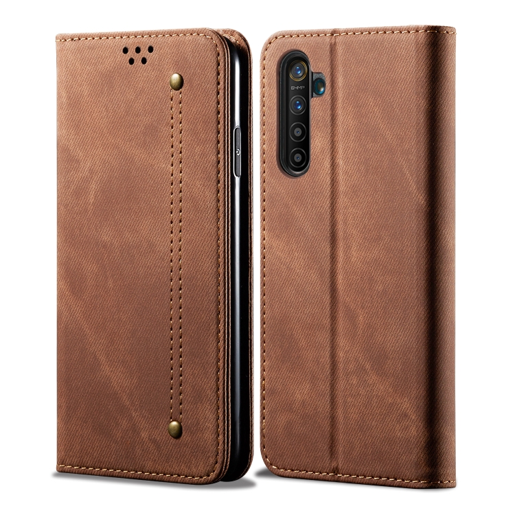

For OPPO Realme 6 Pro Denim Texture Casual Style Horizontal Flip Leather Case with Holder & Card Slots & Wallet(Brown)