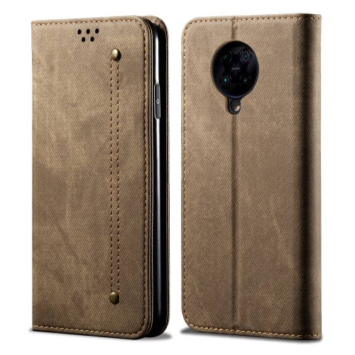 

For Xiaomi Redmi K30 Pro / POCO F2 Denim Texture Casual Style Horizontal Flip Leather Case with Holder & Card Slots & Wallet(Khaki)