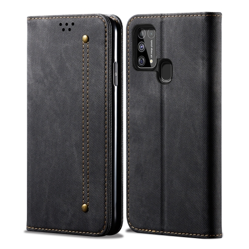 

For Galaxy M31 Denim Texture Casual Style Horizontal Flip Leather Case with Holder & Card Slots & Wallet(Black)