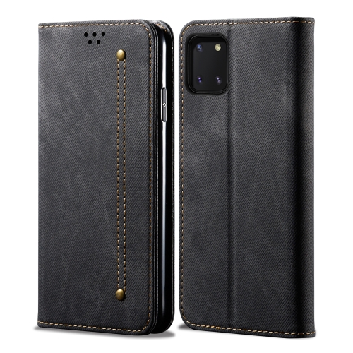 

For Galaxy Note10 Lite / M60s / A81 Denim Texture Casual Style Horizontal Flip Leather Case with Holder & Card Slots & Wallet(Black)