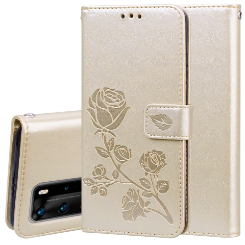 

For Huawei P40 Pro Rose Embossed Horizontal Flip PU Leather Case with Holder & Card Slots & Wallet(Gold)