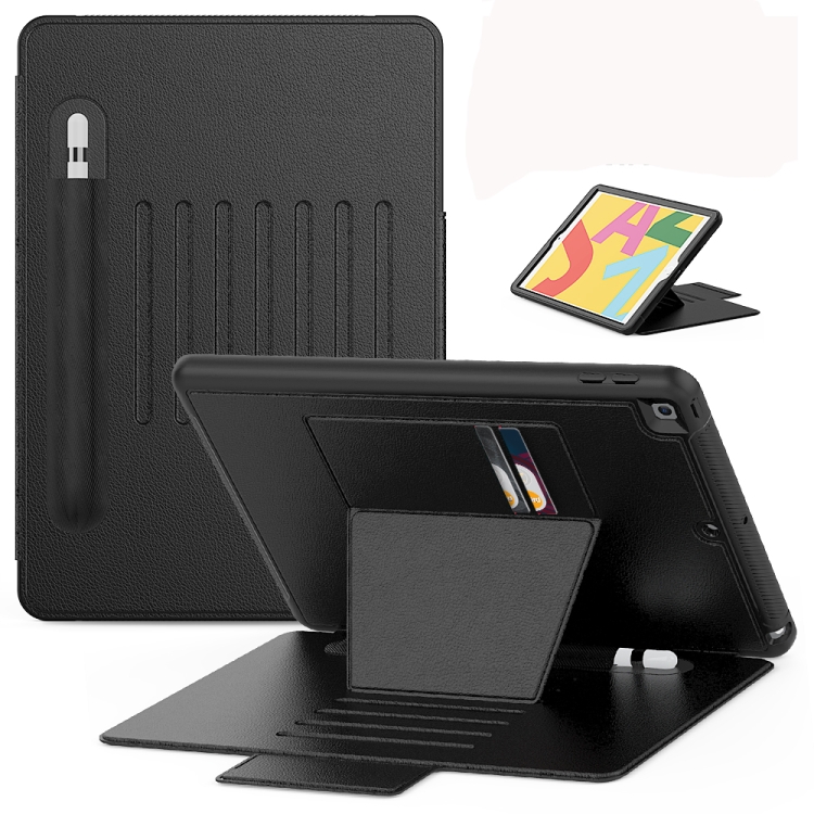 

For iPad 10.2 Multifunctional Tablet PC Protective Leather Case with Bracket & Card Slots & Pen Slot & Wake-up / Sleep Function(Black)