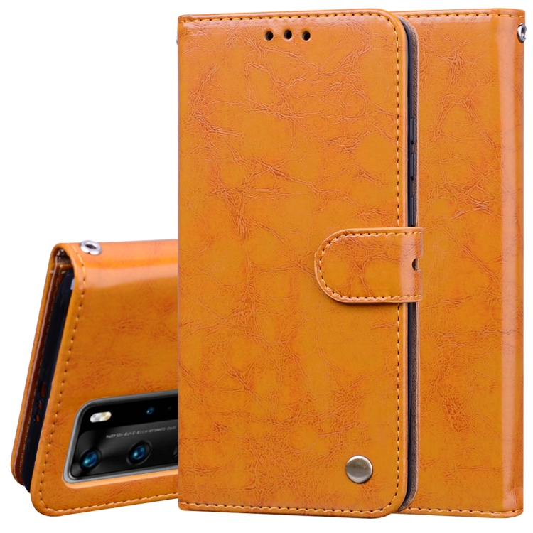 

For Huawei P40 Pro Business Style Oil Wax Texture Horizontal Flip Leather Case, with Holder & Card Slots & Wallet(Brown)