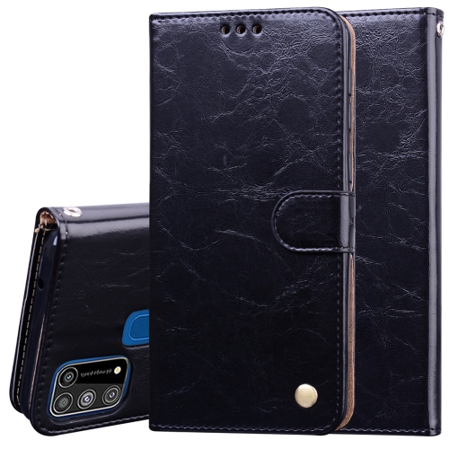 

For Galaxy M31 Business Style Oil Wax Texture Horizontal Flip Leather Case, with Holder & Card Slots & Wallet(Black)