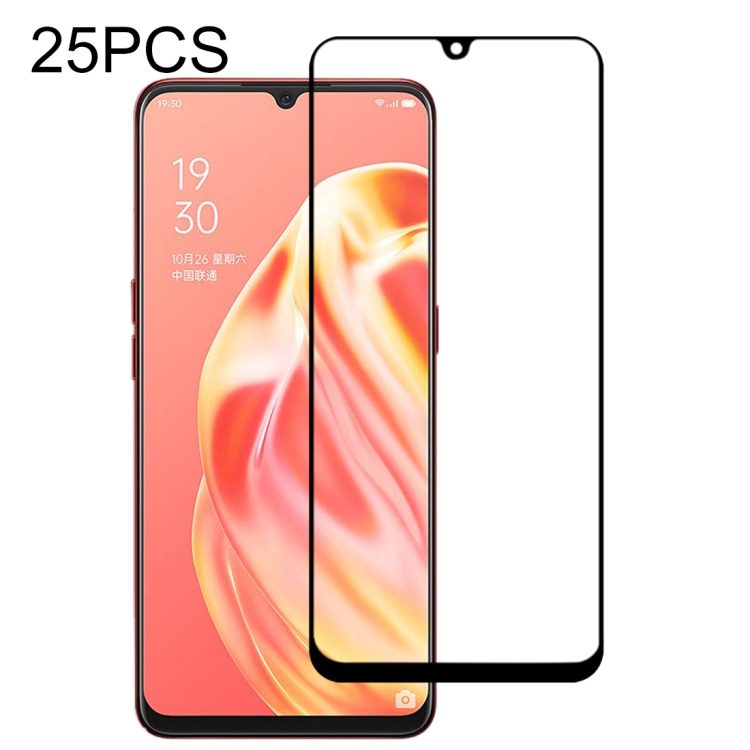 

25 PCS 9H Surface Hardness 2.5D Full Glue Full Screen Tempered Glass Film For OPPO A91
