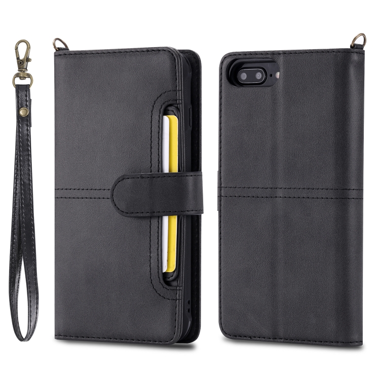 

For iPhone 6 Plus / 7 Plus / 8 Plus Multifunctional Detachable Magnetic Horizontal Flip Leather Case with Card Slots & Holder & Wallet & Photo Frame(Black)