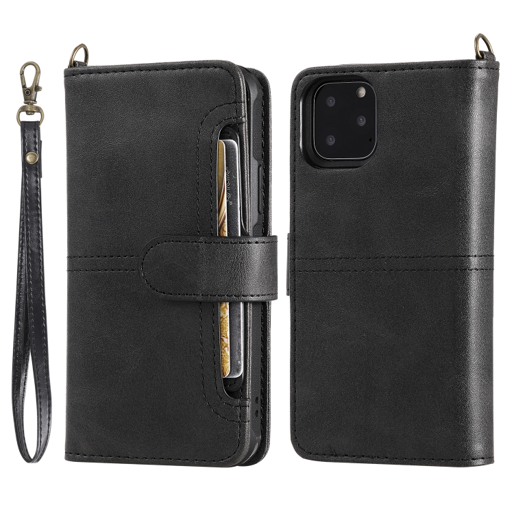 

For iPhone 11 Pro Multifunctional Detachable Magnetic Horizontal Flip Leather Case with Card Slots & Holder & Wallet & Photo Frame(Black)