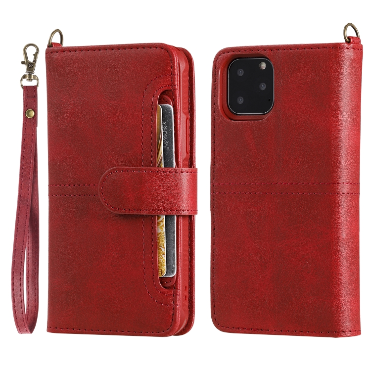 

For iPhone 11 Pro Multifunctional Detachable Magnetic Horizontal Flip Leather Case with Card Slots & Holder & Wallet & Photo Frame(Red)