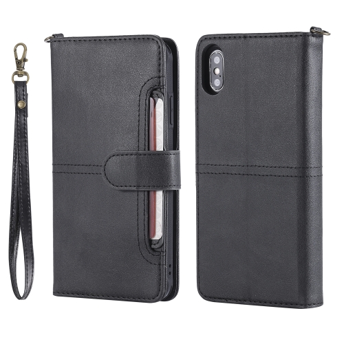 

For iPhone XS Max Multifunctional Detachable Magnetic Horizontal Flip Leather Case with Card Slots & Holder & Wallet & Photo Frame(Black)