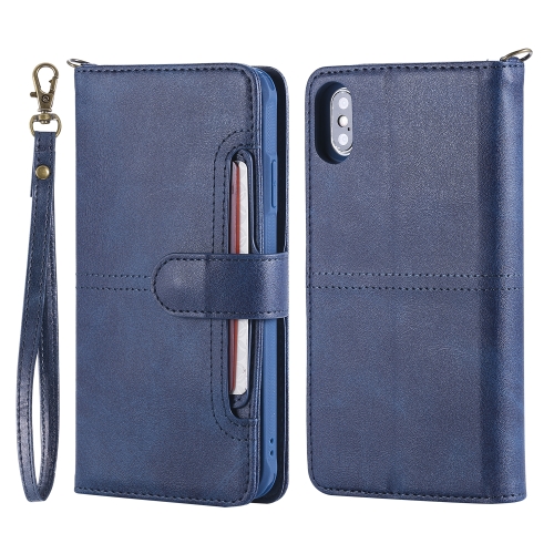 

For iPhone XS Max Multifunctional Detachable Magnetic Horizontal Flip Leather Case with Card Slots & Holder & Wallet & Photo Frame(Blue)