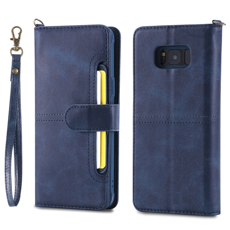 

For Galaxy S8 Multifunctional Detachable Magnetic Horizontal Flip Leather Case with Card Slots & Holder & Wallet & Photo Frame(Blue)