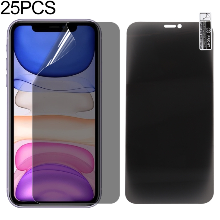 

For iPhone 11 / XR 25 PCS 0.1mm 2.5D Full Cover Anti-spy Screen Protector Explosion-proof Hydrogel Film