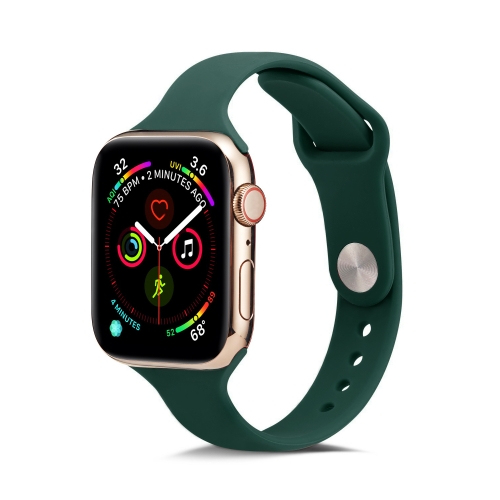 

For Apple Wacth 5/4 44mm & 3/2/1 42mm Thin Silicone Replacement Wrist Strap Watchband(Deep Green)