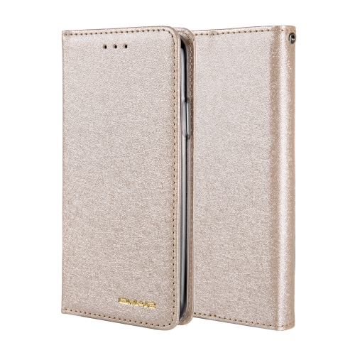 

For iPhone XS / X CMai2 Silk Texture Horizontal Flip Leather Case with Holder & Card Slots & Photo Frame & Wallet(Light Gold)