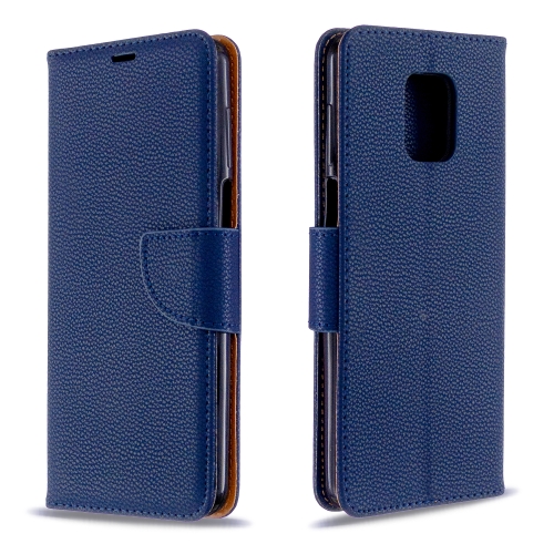 

For Xiaomi Redmi Note 9S / Note 9 Pro / Note 9 Pro Max Litchi Texture Pure Color Horizontal Flip PU Leather Case with Holder & Card Slots & Wallet & Lanyard(Dark Blue)