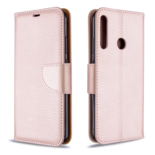 

For Huawei P40 Lite E / Y7P Litchi Texture Pure Color Horizontal Flip PU Leather Case with Holder & Card Slots & Wallet & Lanyard(Rose Gold)