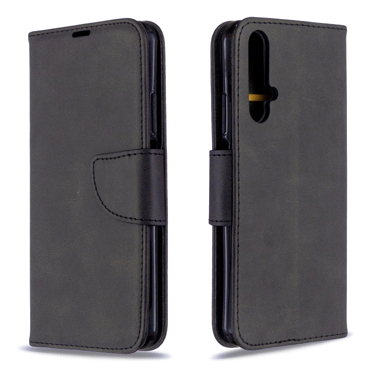 

For Huawei Honor 20S Retro Lambskin Texture Pure Color Horizontal Flip PU Leather Case with Holder & Card Slots & Wallet & Lanyard(Black)