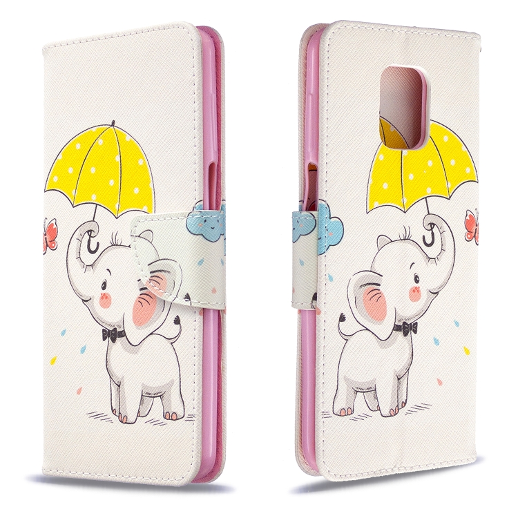 

For Xiaomi Redmi Note 9S / Note 9 Pro / Note 9 Pro Max Colored Drawing Horizontal Flip Leather Case with Holder & Card Slots & Wallet(Elephant under the Umbrella)