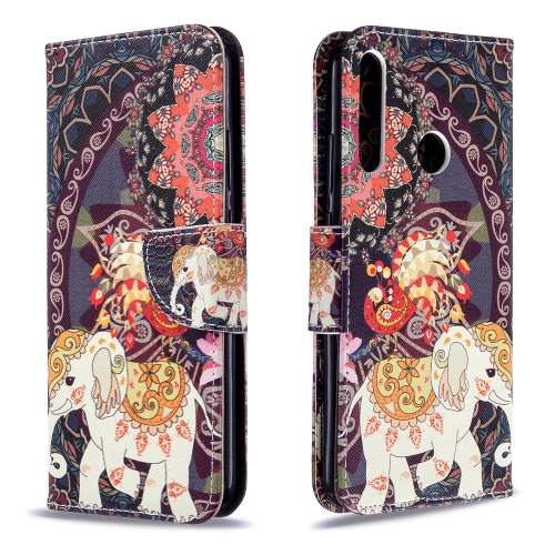 

For Huawei P40 Lite E / Y7P Colored Drawing Horizontal Flip Leather Case with Holder & Card Slots & Wallet(Flower Elephant)