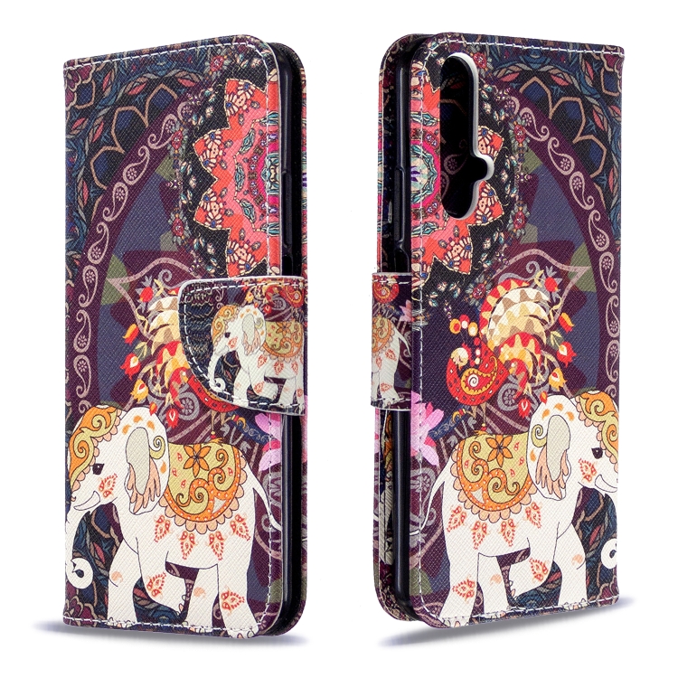 

For Huawei Honor 20S Colored Drawing Horizontal Flip Leather Case with Holder & Card Slots & Wallet(Flower Elephant)