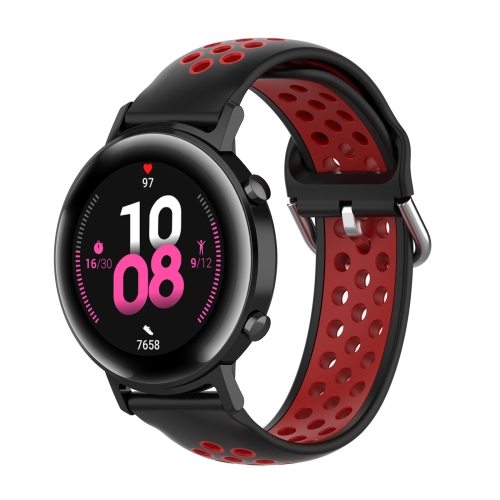 

For Huawei Watch GT2 42MM 20mm Clasp Two Color Sport Wrist Strap Watchband(Red + Black)