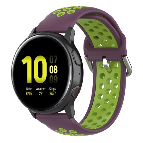 

For Galaxy Watch Active2 / Active 20mm Clasp Two Color Sport Wrist Strap Watchband(Purple + Green)