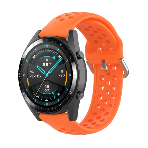 

For Huawei Watch GT 46mm / 42mm / GT2 46mm 22mm Clasp Solid Color Sport Wrist Strap Watchband(Orange)