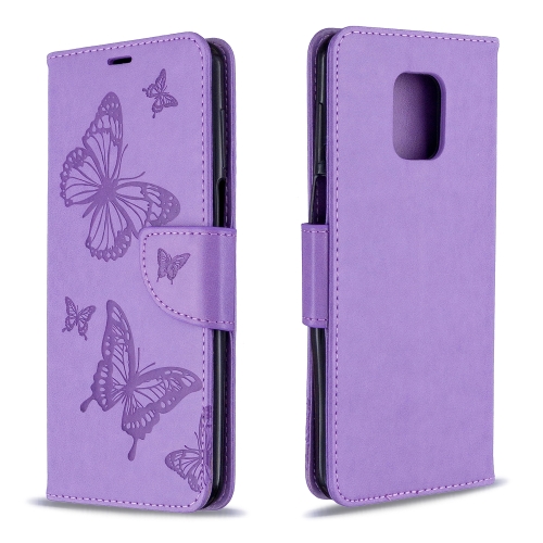 

For Xiaomi Redmi Note 9S / Note 9 Pro / Note 9 Pro Max Two Butterflies Embossing Pattern Horizontal Flip Leather Case with Holder & Card Slot & Wallet & Lanyard(Purple)