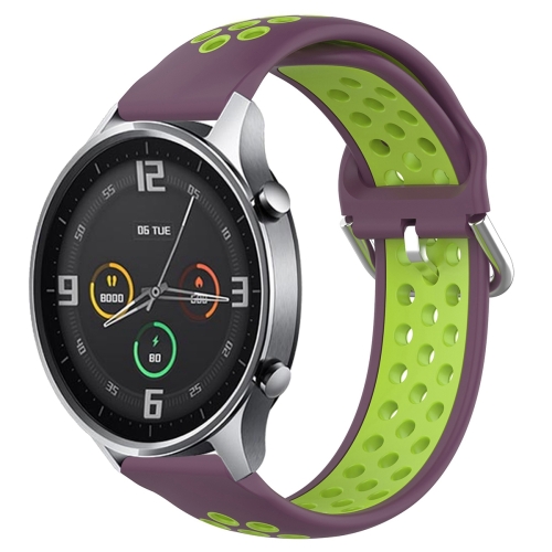 

For Xiaomi Watch Color 22mm Clasp Two Color Sport Wrist Strap Watchband(Purple + Green)