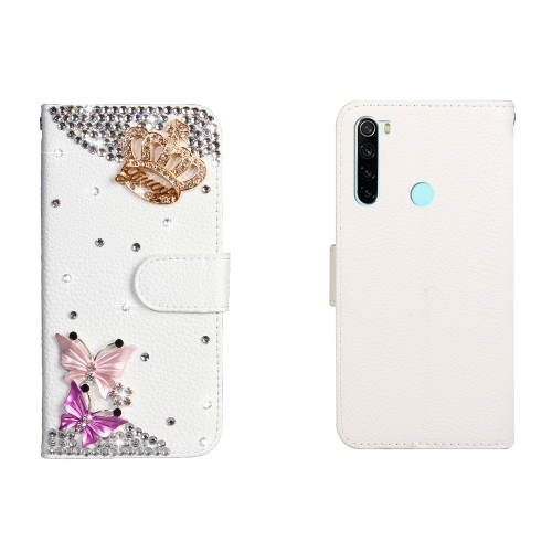 

For Xiaomi Redmi Note 8 Horizontal Flip Solid Color Rhinestones Leather Case with Card Slot & Wallet & Holder(Crown Butterfly)