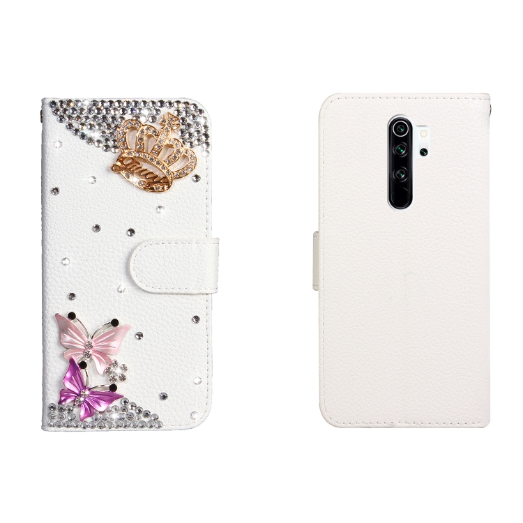 

For Xiaomi Redmi Note 8 Pro Horizontal Flip Solid Color Rhinestones Leather Case with Card Slot & Wallet & Holder(Crown Butterfly)