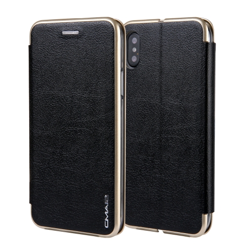 

For iPhone XS / X CMai2 Linglong Series PC+PU Horizontal Flip Leather Case with Holder & Card Slot(Black)