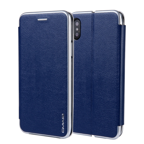 

For iPhone XS Max CMai2 Linglong Series PC+PU Horizontal Flip Leather Case with Holder & Card Slot(Royal Blue)