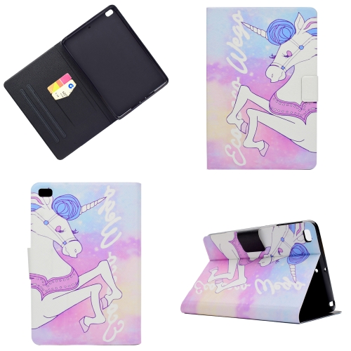 

Electric Pressed Left Right Flat Feather Case with Sleep Function Pen Cover & Card Slot & Holder(Pink Horse)