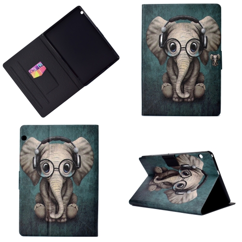 

Electric Pressed Left Right Flat Feather Case with Sleep Function Pen Cover & Card Slot & Holder(Elephant)