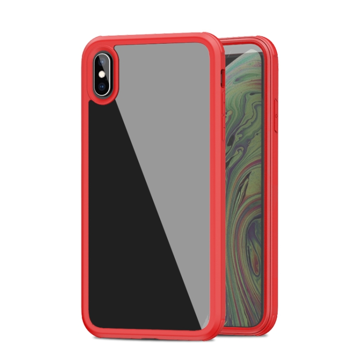 

For iPhone XS / X iPAKY TPU + Glass Protective Case(Red)
