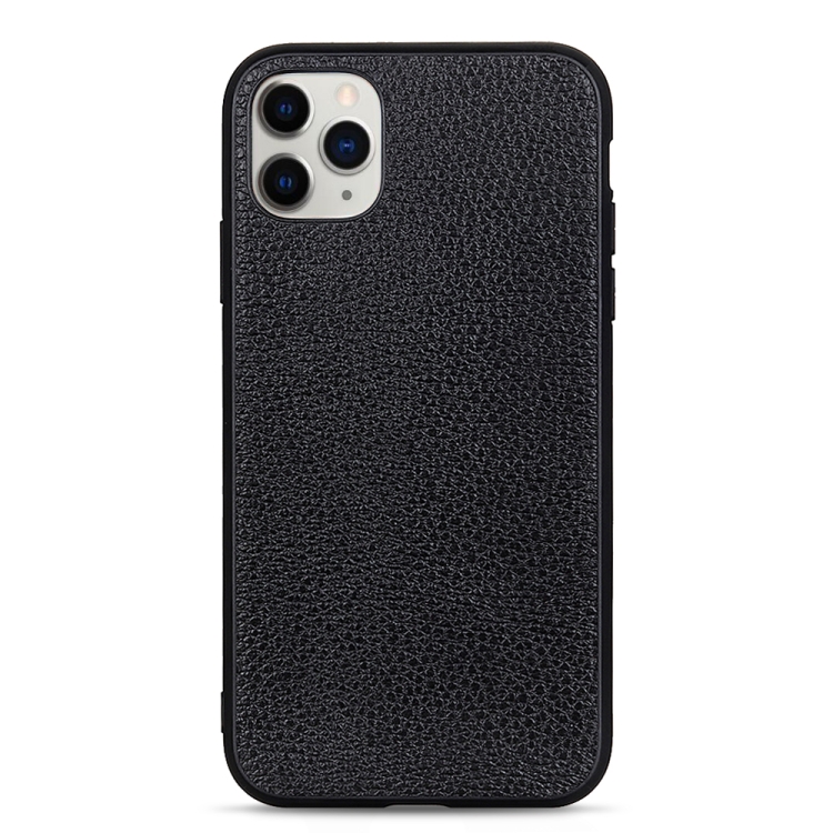 

For iPhone 11 Litchi Texture Genuine Leather Folding Protective Case(Black)