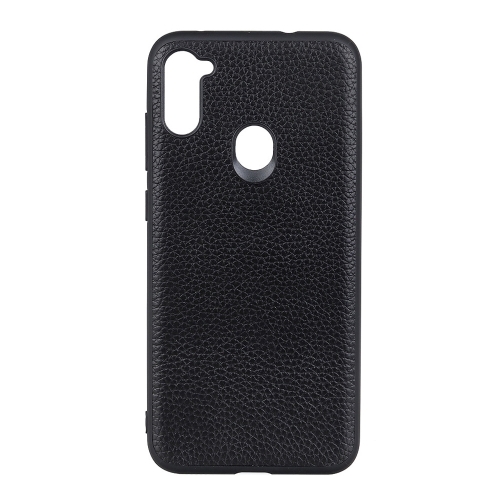 

For Galaxy A11 Litchi Texture Genuine Leather Folding Protective Case(Black)