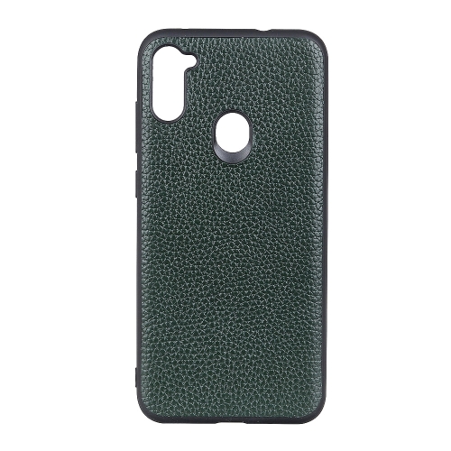 

For Galaxy A11 Litchi Texture Genuine Leather Folding Protective Case(Green)