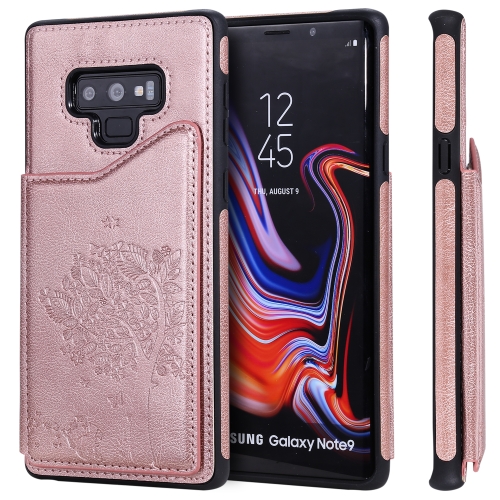 

For Galaxy Note 9 Cat Tree Embossing Pattern Shockproof Protective Case with Card Slots & Photo Frame & Holder(Rose Gold)