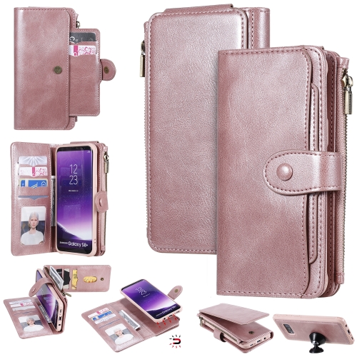

For Galaxy S8+ Multifunctional Retro Detachable Magnetic Horizontal Flip Leather Case with Card Slots & Holder & Wallet & Photo Frame(Rose Gold)
