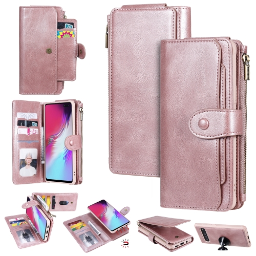 

For Galaxy S10 5G Multifunctional Retro Detachable Magnetic Horizontal Flip Leather Case with Card Slots & Holder & Wallet & Photo Frame(Rose Gold)