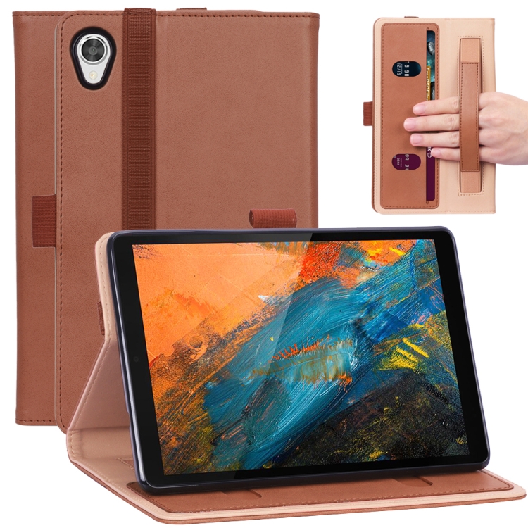 

For Lenovo M8 Retro Texture PU + TPU Horizontal Flip Leather Case with Holder & Card Slots & Hand Strap(Brown)