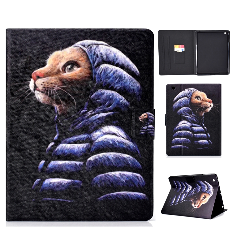 

For iPad 2 / 3 / 4 Electric Horizontal TPU Painted Flat Feather Case with Sleep Function & Pen Cover & Card Slot & Holder(Little Yellow Cat)