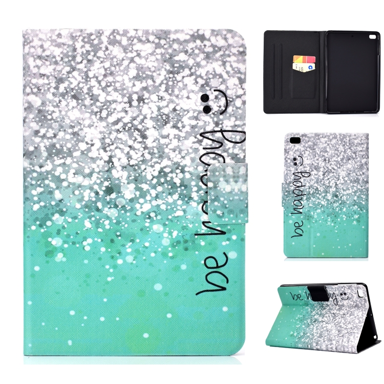 

For iPad mini 2 / 3 / 4 / 5 Electric Horizontal TPU Painted Flat Feather Case with Sleep Function & Pen Cover & Card Slot & Holder(Green Quicksand)
