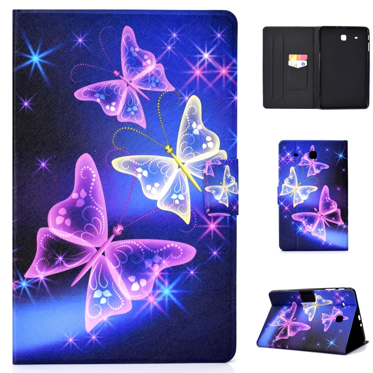 

Electric Horizontal TPU Painted Flat Feather Case with Pen Cover & Card Slot & Holder(Starry Sky Butterfly)