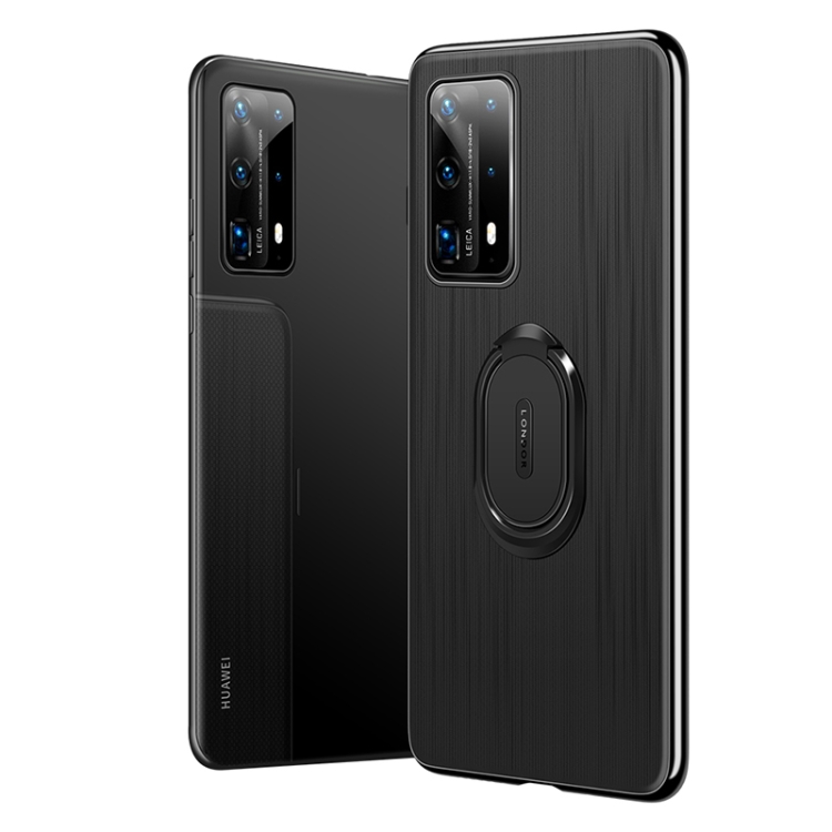 

For Huawei P40 GKK Ultra-thin PC + Leather Protective Case with Magnetic Ring Holder(Grey)
