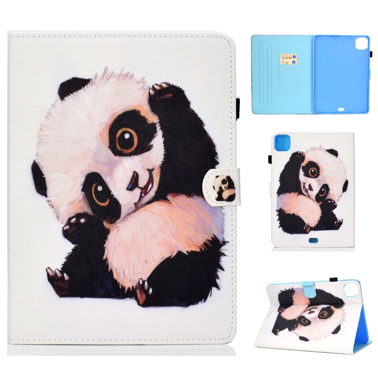 

For iPad Pro 11 (2020) Sewing Thread Horizontal Painted Flat Leather Case with Sleep Function & Pen Cover & Anti Skid Strip & Card Slot & Holder(Beckoning Panda)