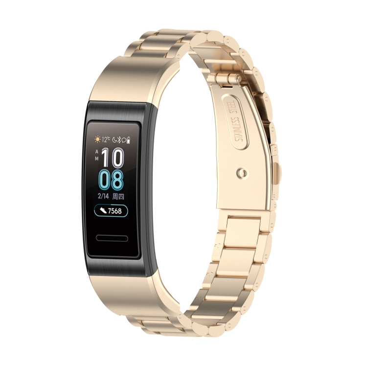 

For Huawei Band 4 Pro (TER-B29S) / Band 3 Pro (TER-B29) / Band 3 (TER-B09) Three Beads Steel Wrist Strap Watchband(Champagne)